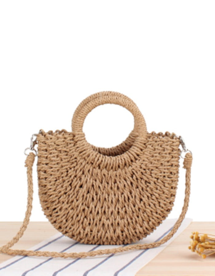 SHOPIQAT Half Round Straw Woven Beach ,Holiday Women's Bag - Premium from shopiqat - Just $7.900! Shop now at shopiqat